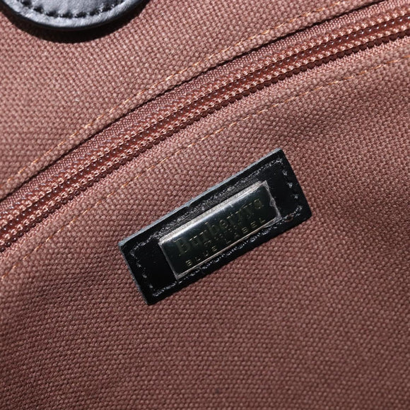 BURBERRY Nova Check Blue Label Tote Bag Wool Beige Silver Auth 205370V