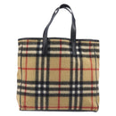 BURBERRY Nova Check Blue Label Tote Bag Wool Beige Silver Auth 205370V-13