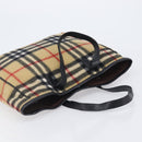BURBERRY Nova Check Blue Label Tote Bag Wool Beige Silver Auth 205370V-6