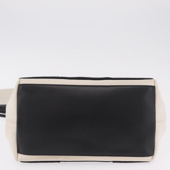 Balenciaga Navy Cabas Hand Bag Canvas White Silver 339933 Auth 205373V