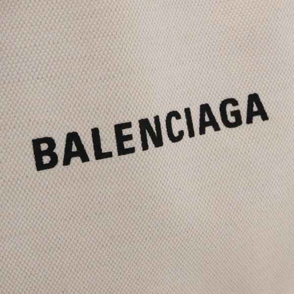 Balenciaga Navy Cabas Hand Bag Canvas White Silver 339933 Auth 205373V
