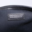 Balenciaga Navy Cabas Hand Bag Canvas White Silver 339933 Auth 205373V-18