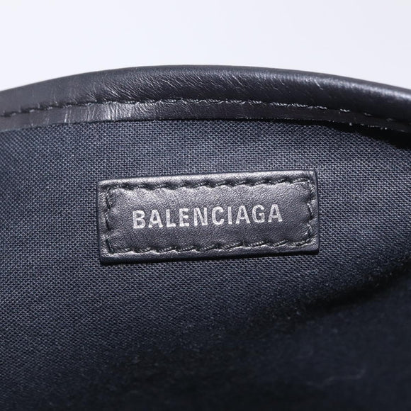 Balenciaga Navy Cabas Hand Bag Canvas White Silver 339933 Auth 205373V