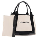 Balenciaga Navy Cabas Hand Bag Canvas White Silver 339933 Auth 205373V-1