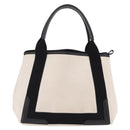 Balenciaga Navy Cabas Hand Bag Canvas White Silver 339933 Auth 205373V-3