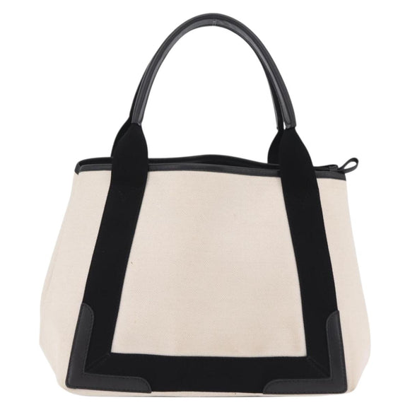 Balenciaga Navy Cabas Hand Bag Canvas White Silver 339933 Auth 205373V
