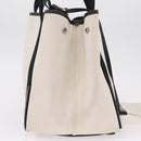 Balenciaga Navy Cabas Hand Bag Canvas White Silver 339933 Auth 205373V-6