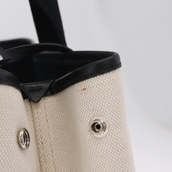 Balenciaga Navy Cabas Hand Bag Canvas White Silver 339933 Auth 205373V