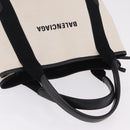 Balenciaga Navy Cabas Hand Bag Canvas White Silver 339933 Auth 205373V-8