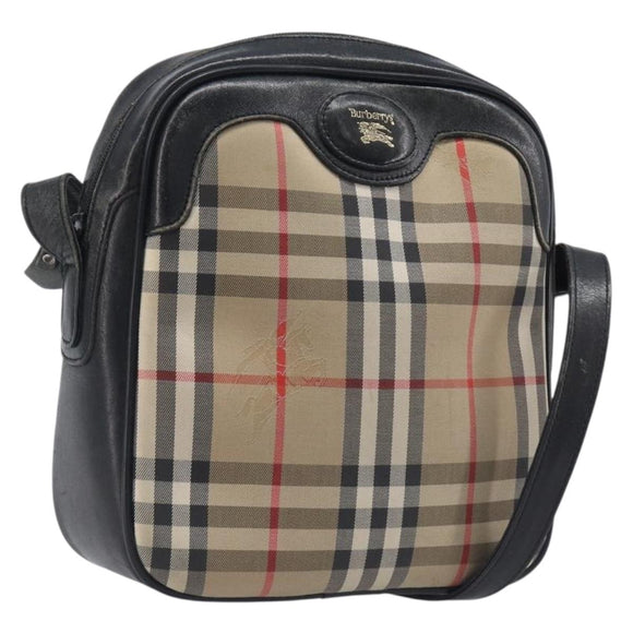 Burberrys Nova Check Shoulder Bag Canvas Beige Gold Auth 205374