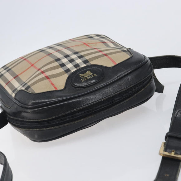 Burberrys Nova Check Shoulder Bag Canvas Beige Gold Auth 205374
