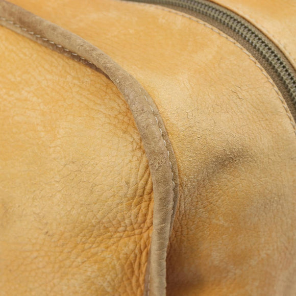 LOEWE Boston Bag Leather Beige Gold Auth 205378