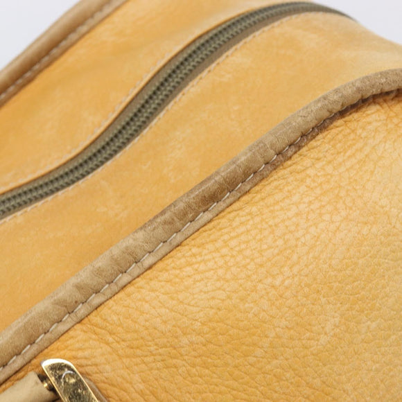 LOEWE Boston Bag Leather Beige Gold Auth 205378