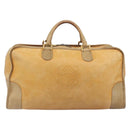 LOEWE Boston Bag Leather Beige Gold Auth 205378-2