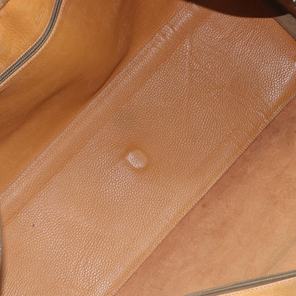 LOEWE Boston Bag Leather Beige Gold Auth 205378