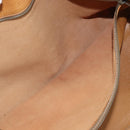LOEWE Boston Bag Leather Beige Gold Auth 205378-29