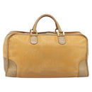 LOEWE Boston Bag Leather Beige Gold Auth 205378-3