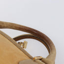 LOEWE Boston Bag Leather Beige Gold Auth 205378-9