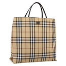BURBERRY Nova Check Tote Bag PVC Beige Silver Auth 205379-1