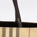 BURBERRY Nova Check Tote Bag PVC Beige Silver Auth 205379-15