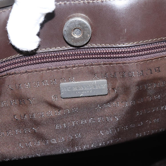 BURBERRY Nova Check Tote Bag PVC Beige Silver Auth 205379