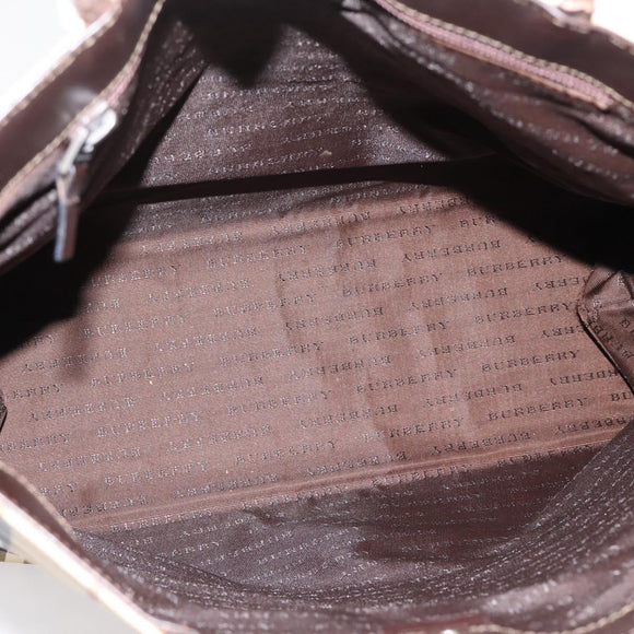 BURBERRY Nova Check Tote Bag PVC Beige Silver Auth 205379
