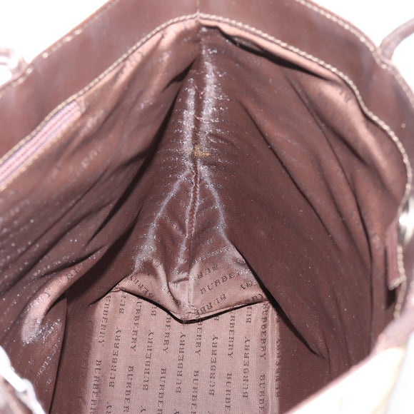 BURBERRY Nova Check Tote Bag PVC Beige Silver Auth 205379