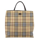 BURBERRY Nova Check Tote Bag PVC Beige Silver Auth 205379-2