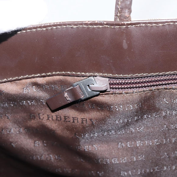 BURBERRY Nova Check Tote Bag PVC Beige Silver Auth 205379