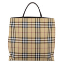 BURBERRY Nova Check Tote Bag PVC Beige Silver Auth 205379-3
