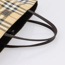 BURBERRY Nova Check Tote Bag PVC Beige Silver Auth 205379-7