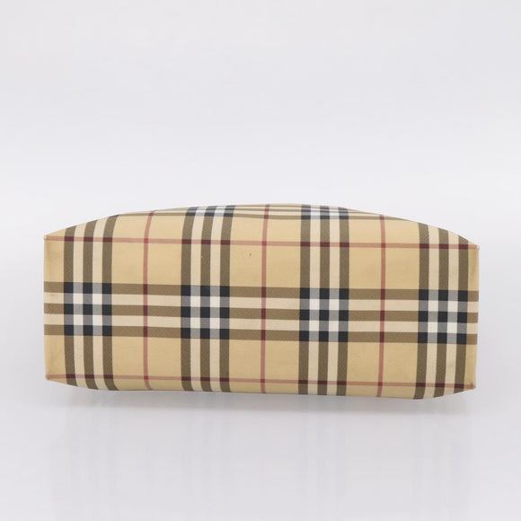 BURBERRY Nova Check Tote Bag PVC Beige Silver Auth 205379