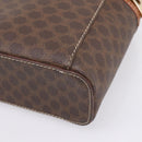 CELINE Macadam Canvas Vanity Cosmetic Pouch PVC Leather Brown Gold Auth 205380A-15