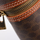 CELINE Macadam Canvas Vanity Cosmetic Pouch PVC Leather Brown Gold Auth 205380A-10