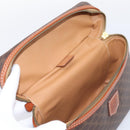 CELINE Macadam Canvas Vanity Cosmetic Pouch PVC Leather Brown Gold Auth 205380A-18