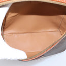 CELINE Macadam Canvas Vanity Cosmetic Pouch PVC Leather Brown Gold Auth 205380A-11