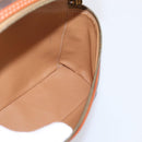 CELINE Macadam Canvas Vanity Cosmetic Pouch PVC Leather Brown Gold Auth 205380A-20