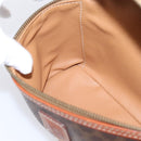 CELINE Macadam Canvas Vanity Cosmetic Pouch PVC Leather Brown Gold Auth 205380A-21