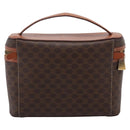 CELINE Macadam Canvas Vanity Cosmetic Pouch PVC Leather Brown Gold Auth 205380A-2