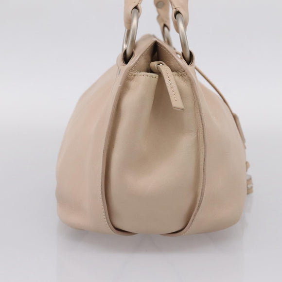 CELINE Bitter Sweet Hand Bag Leather Ivory Auth 205386