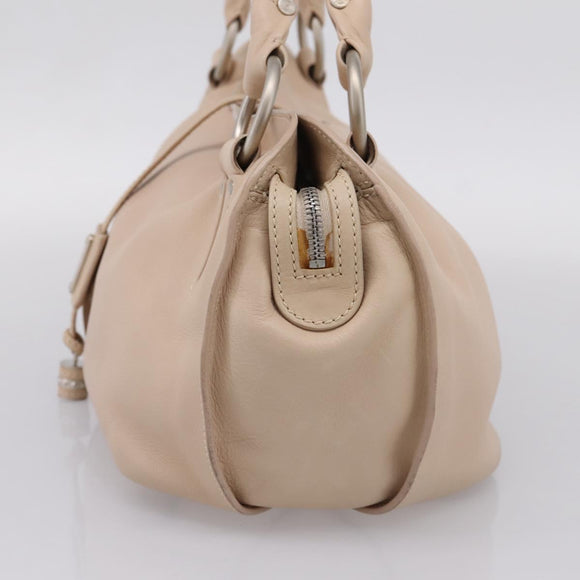 CELINE Bitter Sweet Hand Bag Leather Ivory Auth 205386