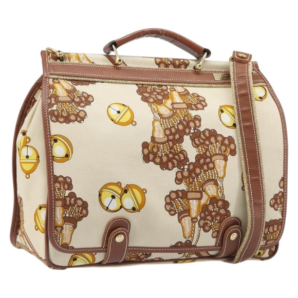 LOEWE Shoulder Bag Canvas 2way Brown White gold Auth 205388A