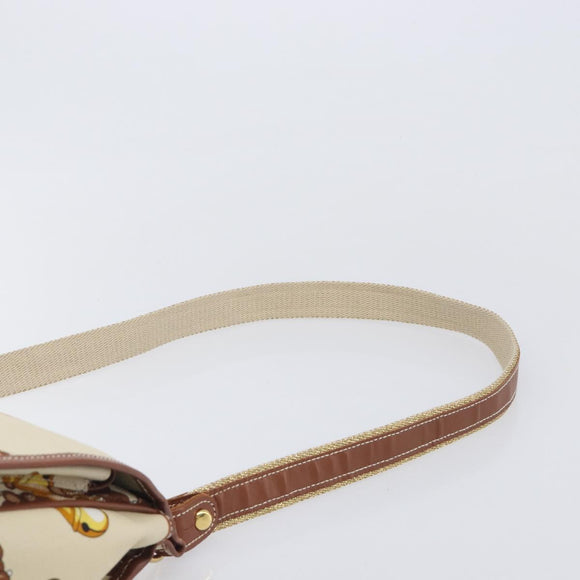 LOEWE Shoulder Bag Canvas 2way Brown White gold Auth 205388A