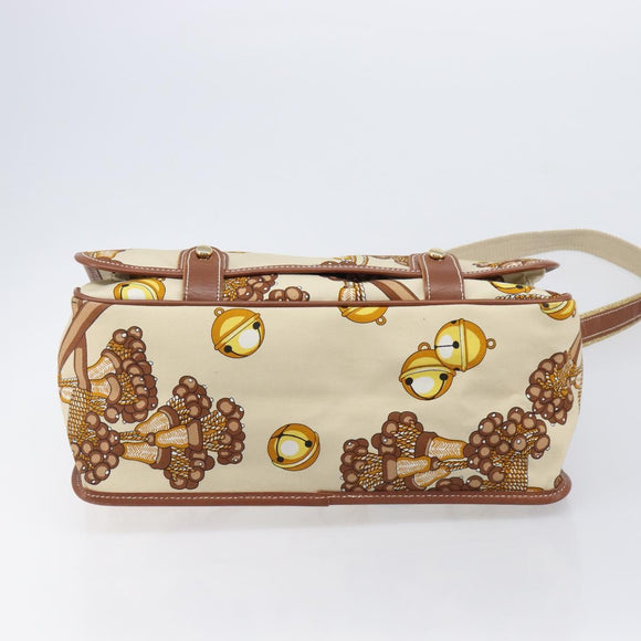LOEWE Shoulder Bag Canvas 2way Brown White gold Auth 205388A