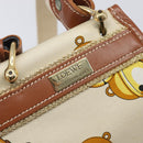 LOEWE Shoulder Bag Canvas 2way Brown White gold Auth 205388A-16