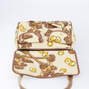 LOEWE Shoulder Bag Canvas 2way Brown White gold Auth 205388A-18