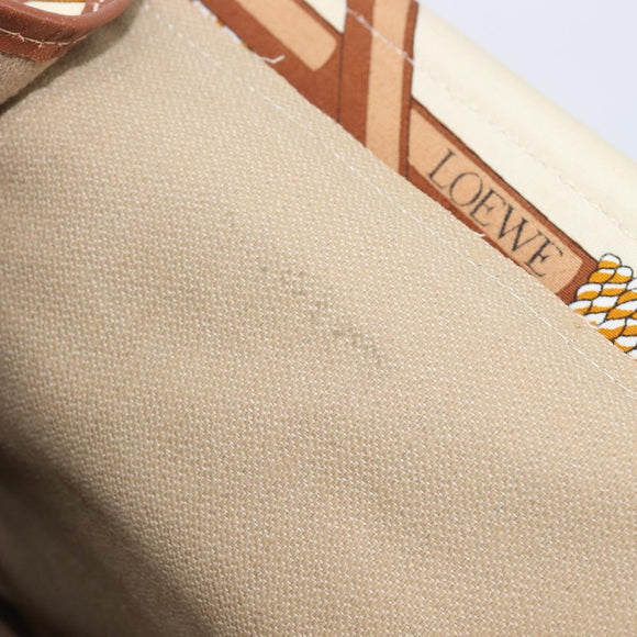 LOEWE Shoulder Bag Canvas 2way Brown White gold Auth 205388A