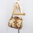 LOEWE Shoulder Bag Canvas 2way Brown White gold Auth 205388A-24