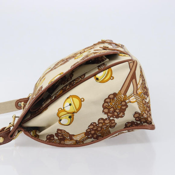 LOEWE Shoulder Bag Canvas 2way Brown White gold Auth 205388A