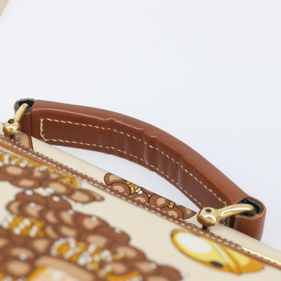 LOEWE Shoulder Bag Canvas 2way Brown White gold Auth 205388A